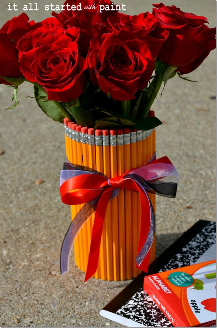 vase made of pencils