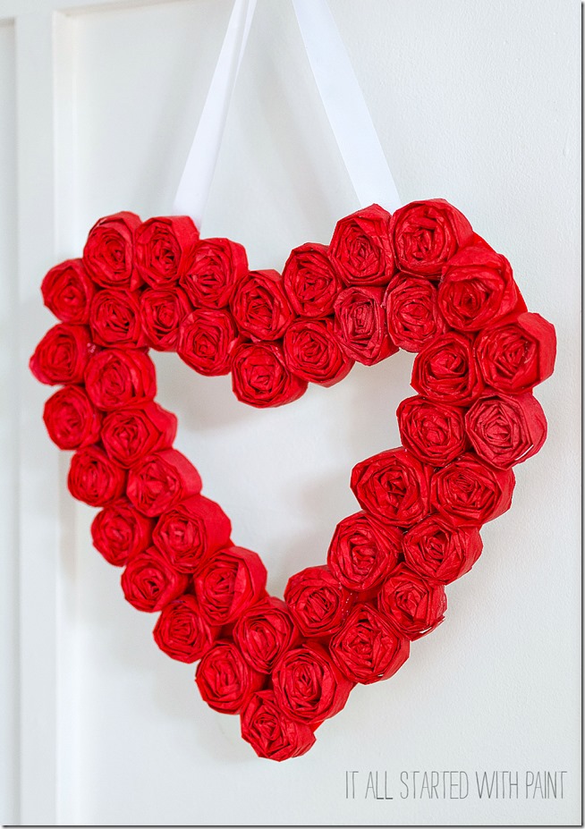 Valentine's Kids Craft: Tissue Paper Heart Wreath - Happiness is