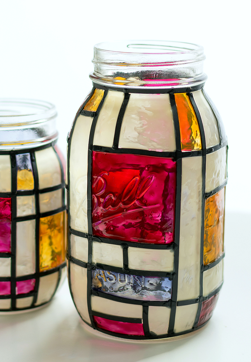 Mondrian Mason Jars - Mason Jar Crafts Love