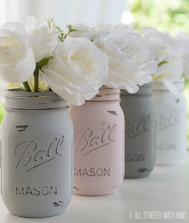 How To Paint and Distress Mason Jars - It All Started With Paint