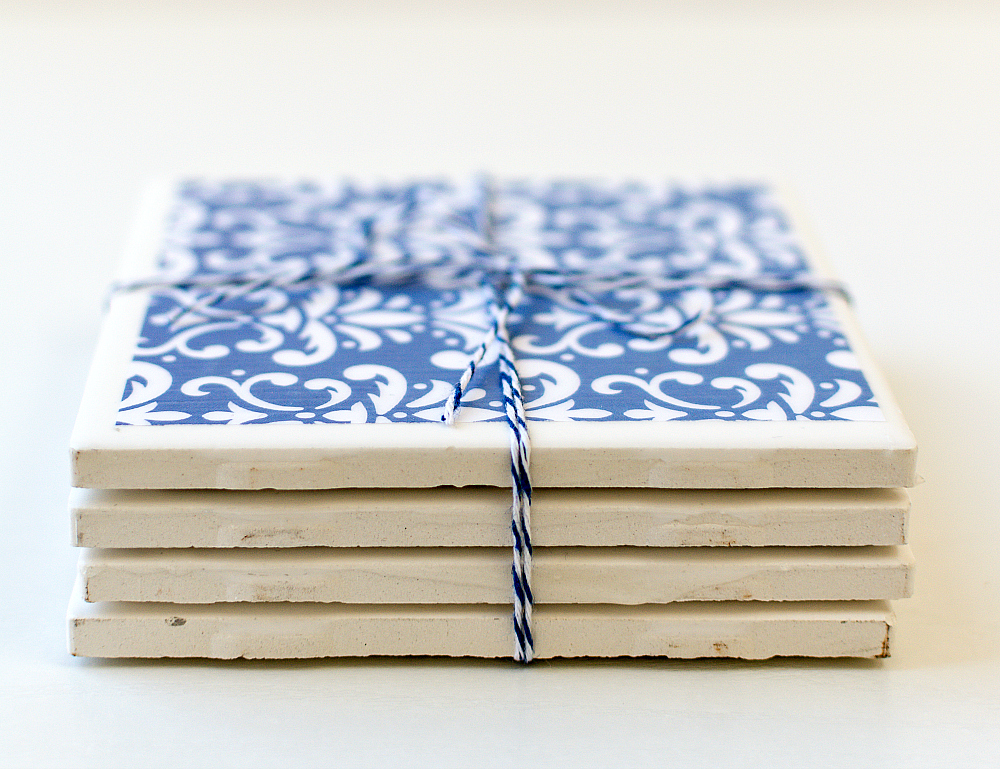 DIY: Drink Coasters from Tiles + Paper