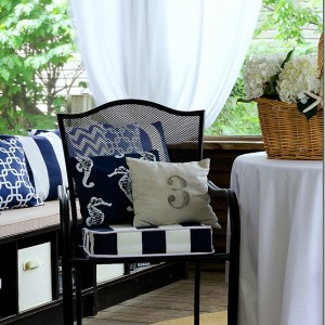 navy white fabric