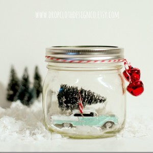 snow globe mason jar