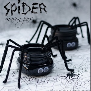 halloween craft spider mason jar