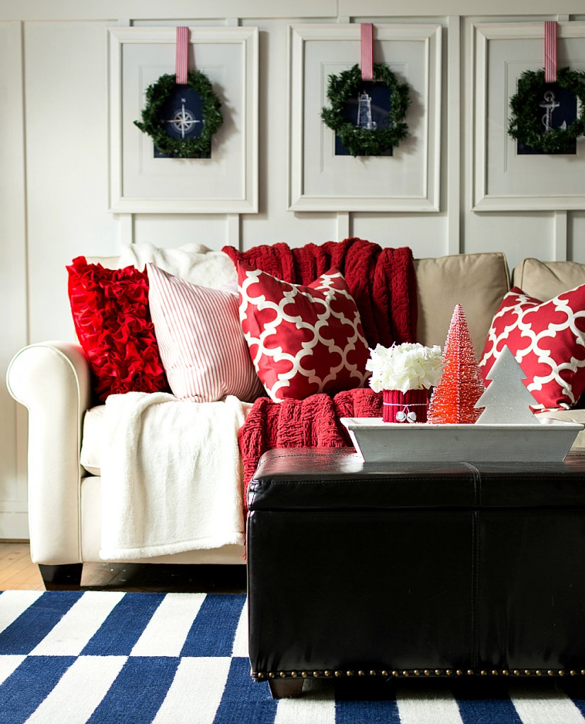 Red & White Christmas Decorating & New Living Room Tour