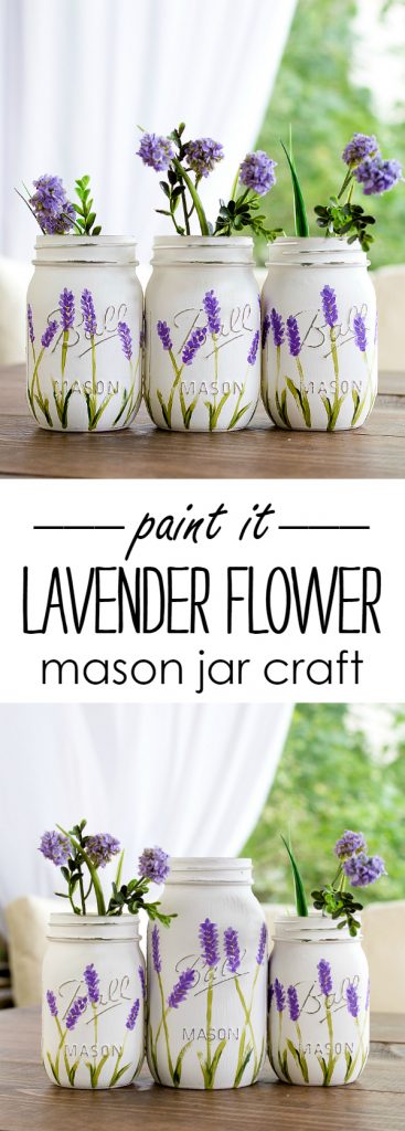 Lavender Flower Painted Mason Jars - It All Started With Paint