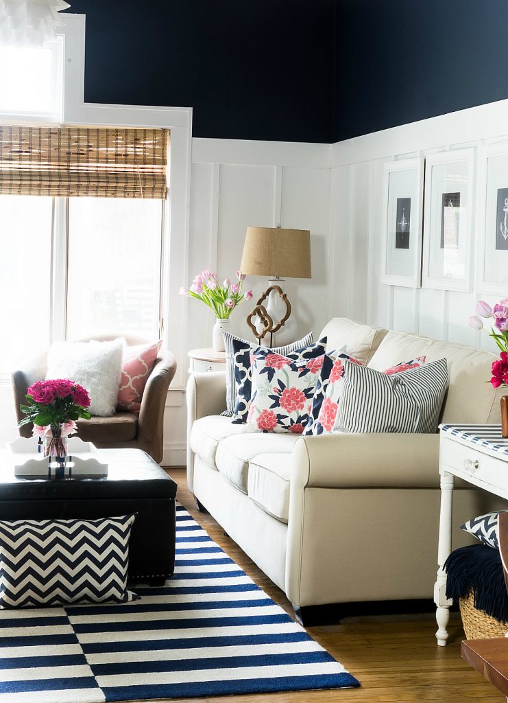 Pink and Navy Living Room - It All Started With Paint