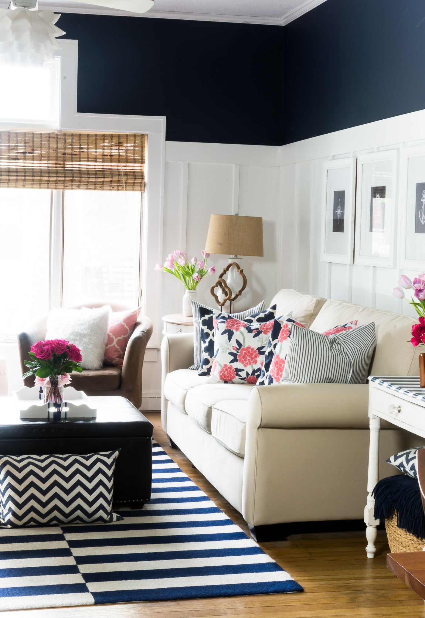 Navy Pink Decor Living Room Spring 11 Of 40 It All