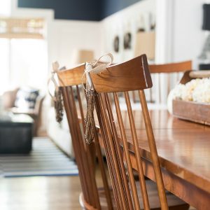 Twig Wreaths on Dining Room Chairs