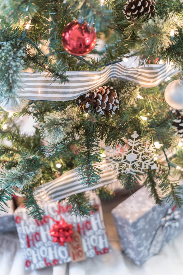 Christmas Tree in Gray, White, Red - It All Started With Paint