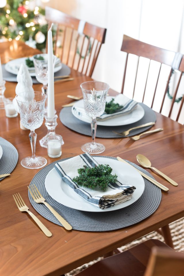 Christmas Table Setting in Gray, White, Gold - It All Started With Paint