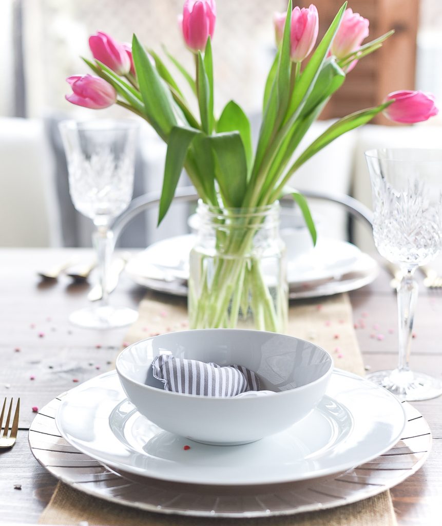 Simple, Neutral Valentine Table for Two - It All Started With Paint