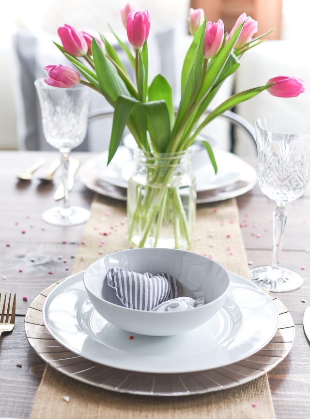 Simple, Neutral Valentine Table for Two - It All Started With Paint