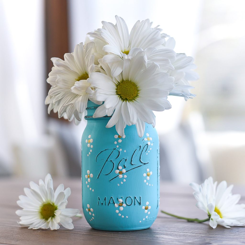 Painted Daisy Mason Jar - It All Started With Paint