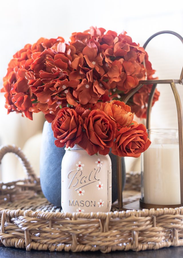 Fall Flowers Mason Jar Craft It All Started With Paint   Mason Jar Craft Painted Flowers Fall Tan White Rust 1 1 640x900 