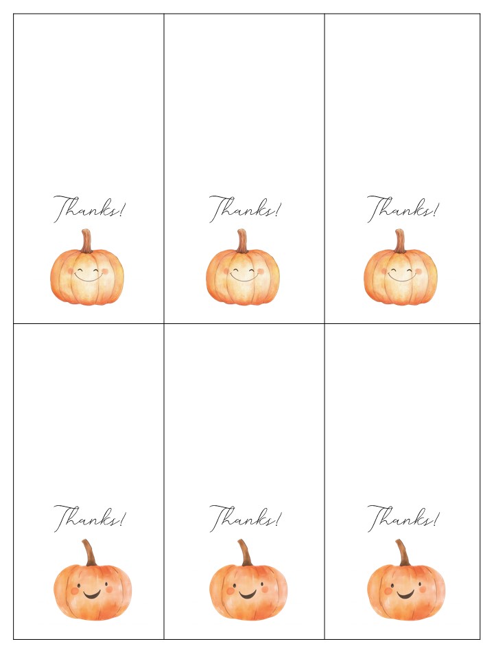 Free Printable Place Card for Thanksgiving with Pumpkins.